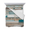 thumbnail image 7 of Turquoise Brown Queen Size Down Alternative Comforter, Lightweight Comforter Quilt Bedding Set with Pillow Shams Vintage Country Ombre Wooden Grain All Seasons Bed Comforter Duvet Insert 90"x96", 7 of 7