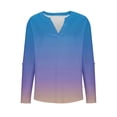 thumbnail image 6 of DAFPZW 3/4 Length Sleeve Womens Tops Roll Up Sleeve Loose Fit T-Shirts V-Neck Shirts Tunic Top Dressy Casual Blouses, 6 of 7