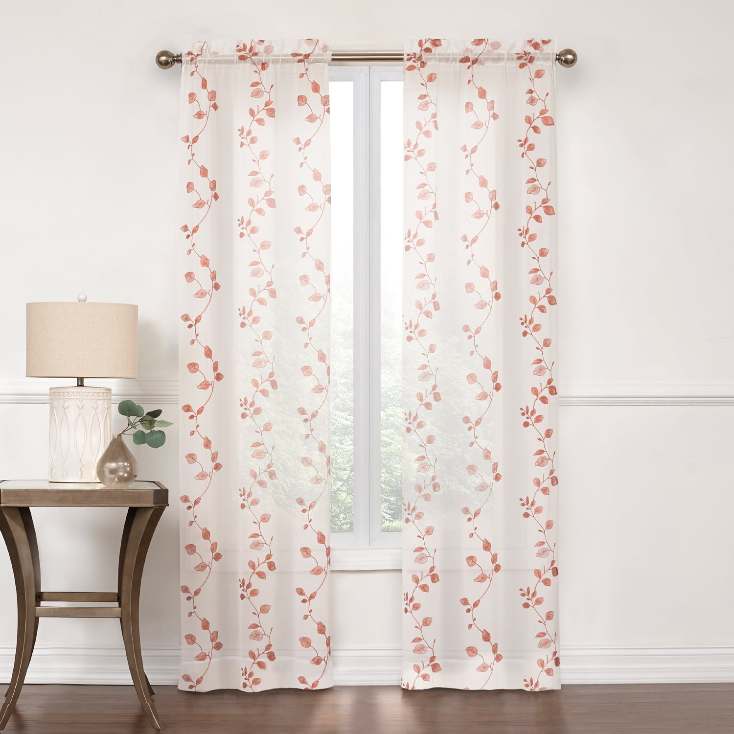 Better Homes and Gardens, Emory Embroidered Leaf Sheer Window Curtain