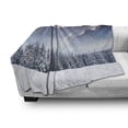 thumbnail image 3 of Winter Soft Flannel Fleece Throw Blanket, Landscape Photography Snowy Mountains Pine Trees Foggy Weather, Cozy Plush for Indoor and Outdoor Use, 50" x 60", Caramel White Black, by Ambesonne, 3 of 6