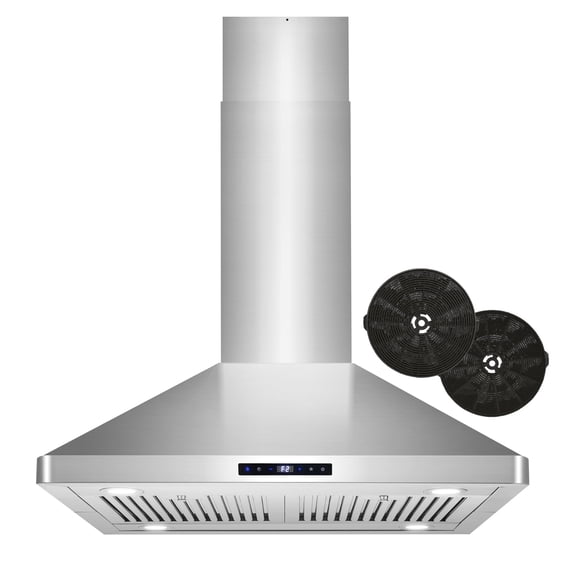 30 in. Lumin Collection Ductless Island Range Hood, Soft Touch Controls, LED Lights, Stainless Steel