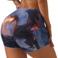 thumbnail image 1 of Balery Winter Fire Dragon Pantalones cortos de entrenamiento estampados para mujer, sin costuras, ajustados, para gimnasio, yoga, correr, deportes, ejercicio activo, fitness.-XX-Large, 1 of 8