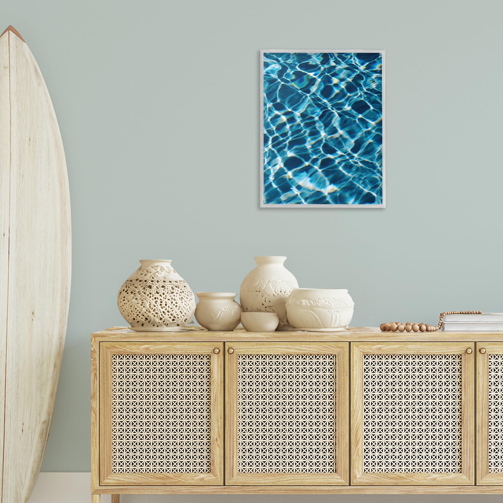 Stupell Industries Beach Water Pattern Abstract Painting Gray Framed Art Print Wall Art, 24 x 30