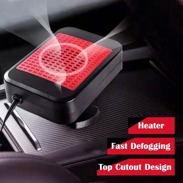 Chauffage Voiture 12V 200W - Ventilateur Chauffant/désembueur Rotatif 360°, Prise Allume-cigare