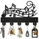 thumbnail image 1 of Perchero de pared con notas musicales de 11,8 x 7,9 pulgadas, de madera, para colgar llaves, decoración de pared, 5 ganchos de aleación, color negro, para sombreros y toallas., 1 of 9
