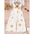 thumbnail image 3 of Infant Toddler Girls Sun Print Sleeveless Wide Leg Jumpsuit Romper Strap Suspender Pants with Pocket Outfit, 3 of 6