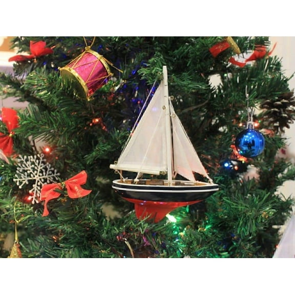 Hampton Nautical Wooden Endeavour Model Sailboat Christmas Ornament 9" - Tree Ornament - Wood Mo