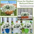 thumbnail image 3 of 40 Bundles Outdoor Artificial Flowers UV Resistant Faux Outside Plants Flowers Fake Plastic Plants for Outdoor Spring Summer Seasons Decoration Shrubs Garden Porch Box(White), 3 of 6