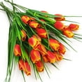thumbnail image 5 of Zukuco 4 Bundles Outdoor Artificial Tulips Fake Flowers UV Resistant Faux Plastic Greenery Shrubs Plants for Home Outside Garden Porch Window Farmhouse Decor, Orange, 5 of 6
