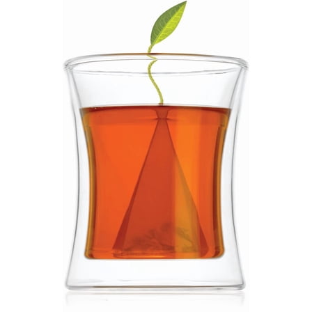 Mojitor Poom Double Wall Glass 10 ounce Tea Cup for Hot or Iced Tea