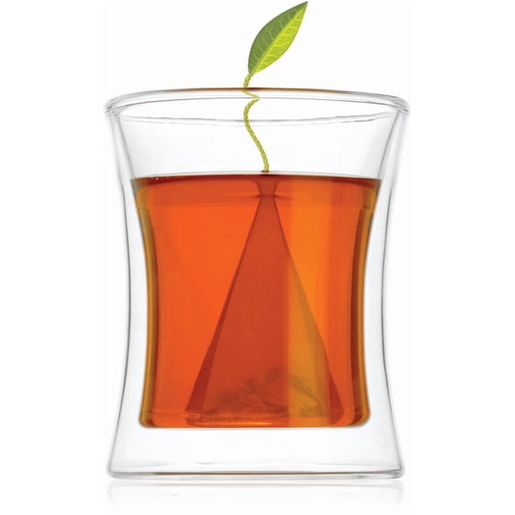 Mojitor Poom Double Wall Glass 10 ounce Tea Cup for Hot or Iced Tea