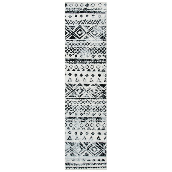 SAFAVIEH Mercer Sabella Geometric Runner Rug, Ivory/Charcoal, 2' x 8'