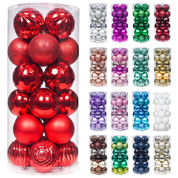 XmasExp 60mm/2.36"" Christmas Ball Ornaments Shatterproof Christmas Ornaments Set Decorations for Xmas Tree Balls - 24ct (2.36'', Red)