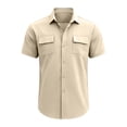 thumbnail image 2 of Klisyaur Cotton Linen Shirts Mens Short Sleeve Button down Comfortable Fashion Tops Summer Vacation Beach Tee, 2 of 4