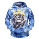 thumbnail image 3 of Sudadera con capucha holgada con cordón y bolsillos con estampado de león 3D unisex única (L), 3 of 8