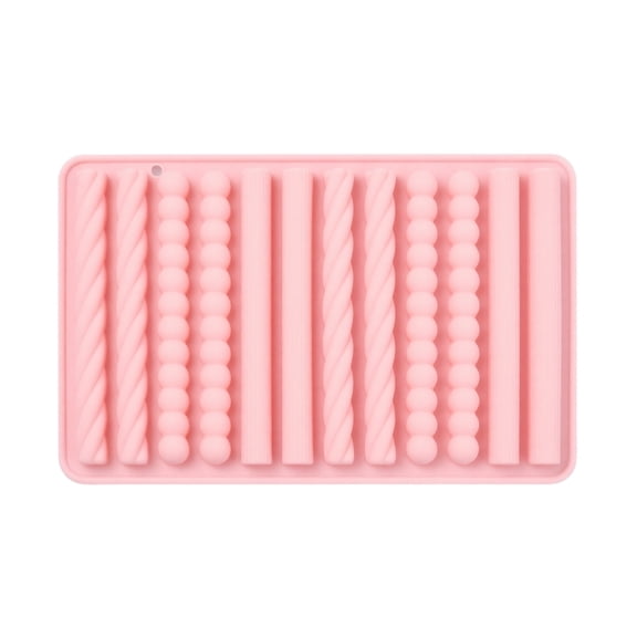 Pretzel Rod Molds Ice Fries Mold Silicone Chocolate Fry Mold Set for Baking Candy Making Twist Long Bar Shapes DIY Tools for Home Kitchen Party Desserts,Pink