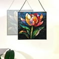 thumbnail image 4 of Tulip Flower Stained Glass Panel Suncatcher Square Window Hanging, 8 Inch Real Glass Decorative Art Sun Catcher for Home, Gift, and Garden Decor 78OR3, 4 of 6
