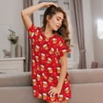 thumbnail image 3 of Balery Christmas Hat beer Camisón de manga corta con cuello redondo para mujer, cómodo y elegante., 3 of 6