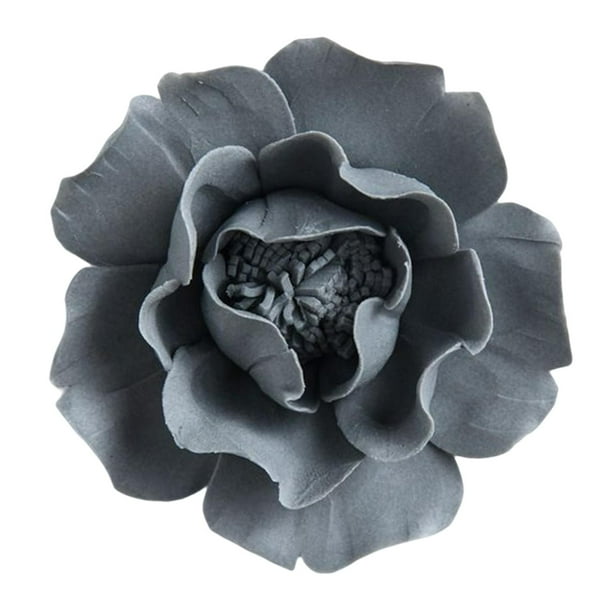 Decoración de pared con flores de cerámica 3D para el hogar, colgante para baño s gris