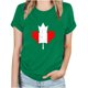 thumbnail image 1 of Camisetas de Manga Corta para Mujeres Canadá Día Hoja de Arce Impresión Básica de Verano Tee, Cuello Redondo Camiseta Casual, 1 of 3