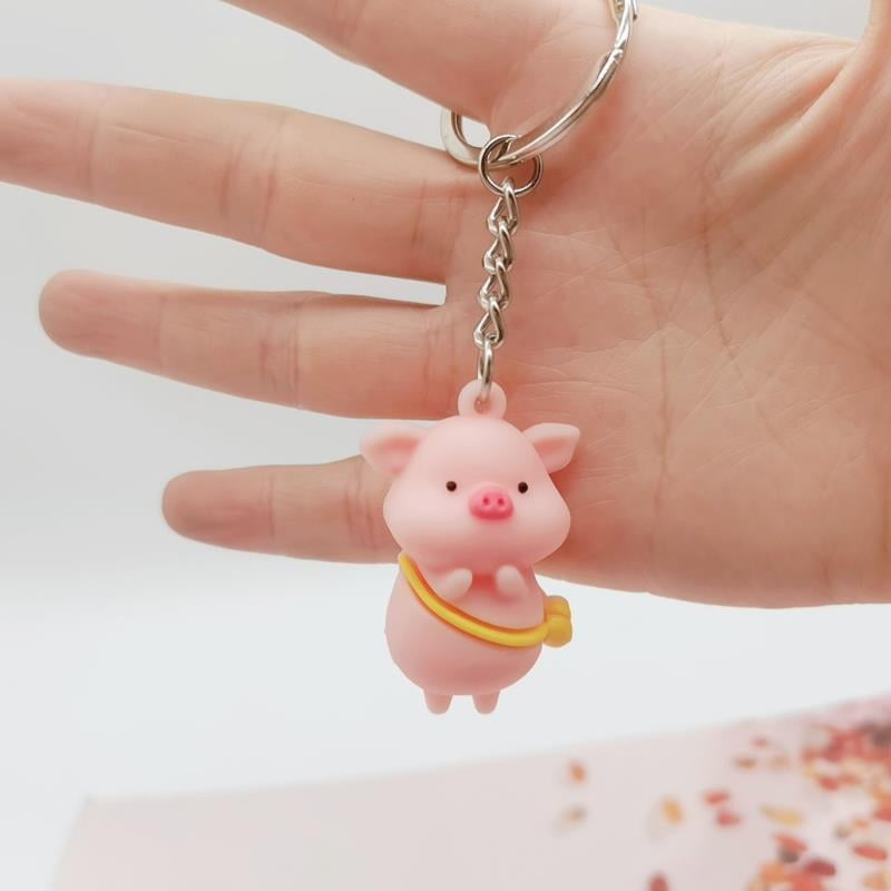 Cartoon Piggy Keychain Bag Pendant Animal Metal Pig Handbag Keyring Key 