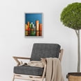 thumbnail image 2 of Abstract Modern Cityscape Reflections Orange Blue Yellow Artwork Framed Wall Art Print A4, 2 of 4