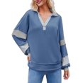 thumbnail image 2 of Women Color Block Sweatshirt Casual V Neck Long Sleeve Pullover Top, 2 of 4