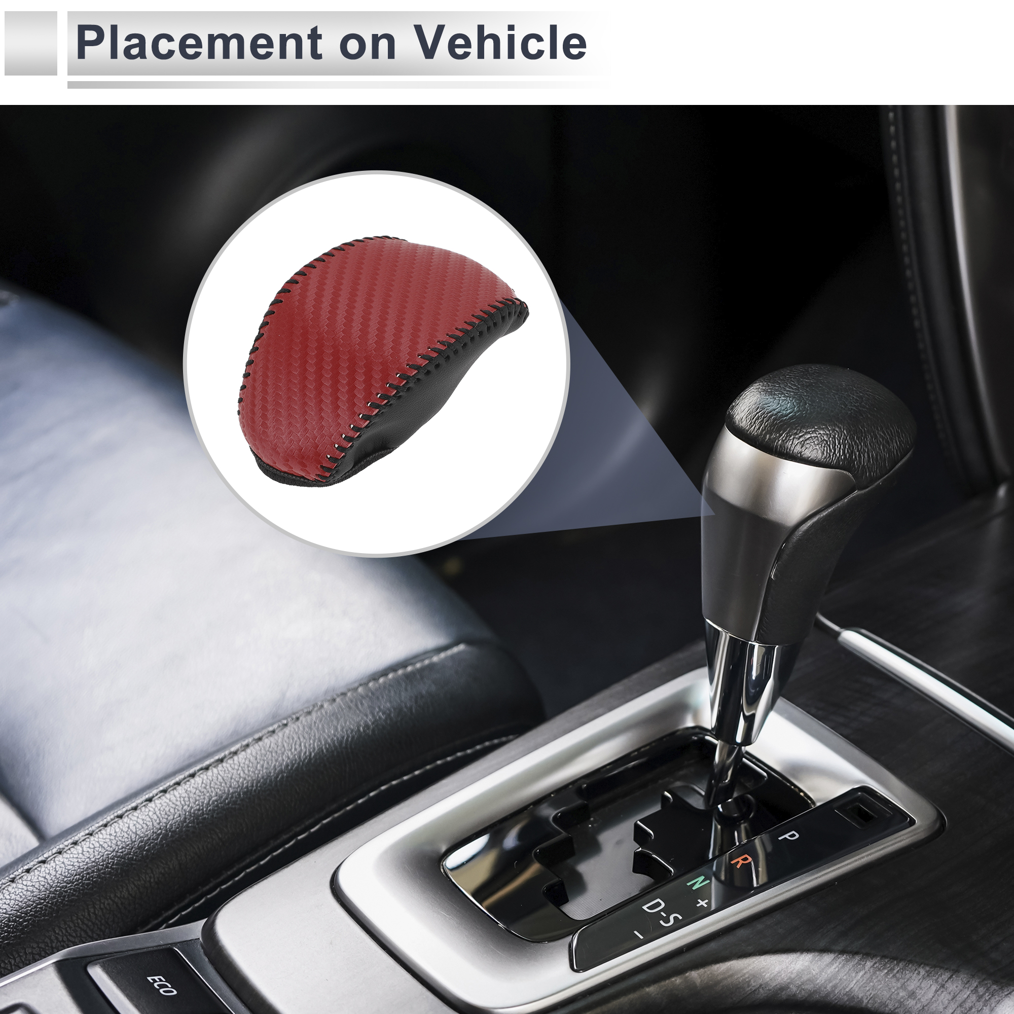 Unique Bargains Gear Shift Knob Cover for Toyota RAV4 2019-2024 Anti-Slip Black Red