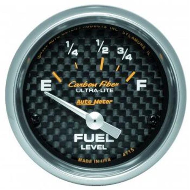 Auto Meter 4715 Carbon Fiber Electric Fuel Level Gauge - 2.06 in.