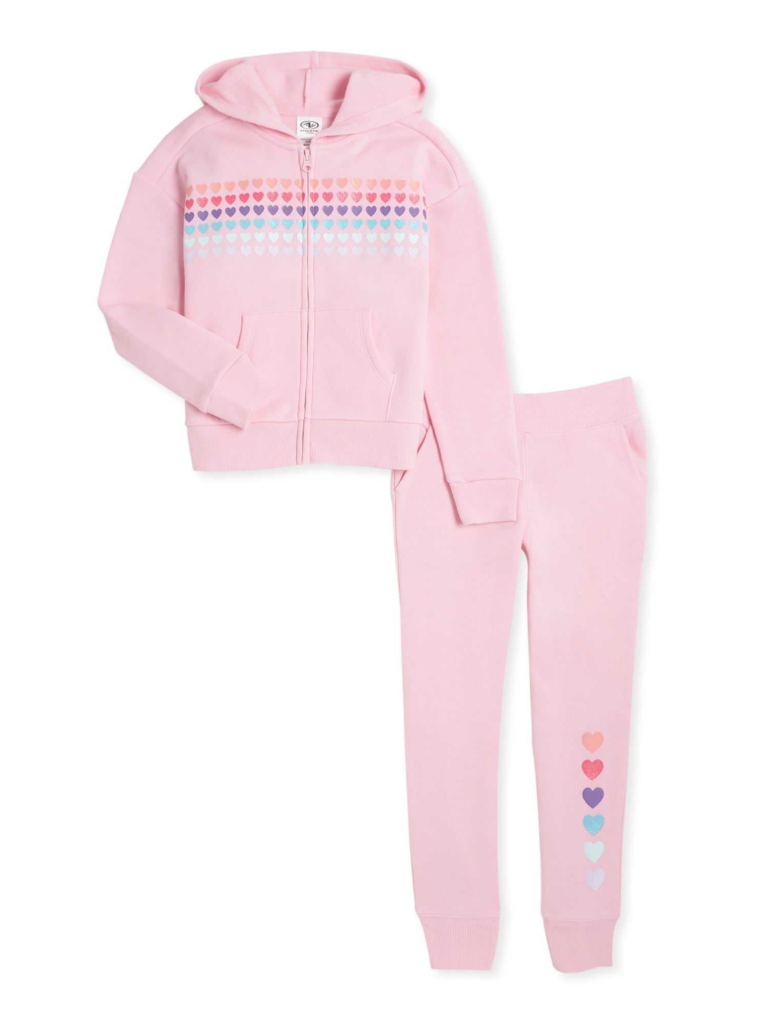 Baby Girls Pretty Stars Hooded Cuddle Fleece Top and Jog Pant Set 