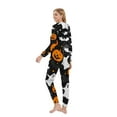 thumbnail image 6 of WREESH Thanksgiving Spooky Family Pumpkin Costumes Matching Halloween Pajamas Set with Zipper Hooded Jumpsuit Onesie for Women Multicolor, 6 of 6