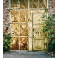thumbnail image 3 of Industrial Duvet Cover Set, Rustic Brick House Still Door with Moss and Dirt Urban Garage Outdoor Image, Decorative 2 Piece Bedding Set with 1 Pillow Shams, Twin Size, Green Yellow, by Ambesonne, 3 of 3
