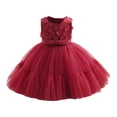 thumbnail image 1 of Yanlir Robe Sans Manches en Maille pour Fille Col Rond Style Princesse Robe de Fête, Vêtements d'Été pour Enfants, Tenue de Jeu Légère et Respirante (Rouge, 2-3 Ans), 1 of 9