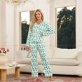 thumbnail image 3 of HEARTNICE Womens Pajama Sets Y2K Print, Long Sleeve Button-Down Pajamas Set for Women Soft Knit Loungewear(GRASS GREEN MONKEY PRINT, 2XL), 3 of 7
