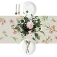 thumbnail image 3 of Peach Blossom Pink Leaves Spring Table Runner Summer Seasons Burlap Table Decoration for Home Kitchen Dining Dinner Indoor Holiday Farmhouse Decor 13.8x71 Inch, 3 of 5