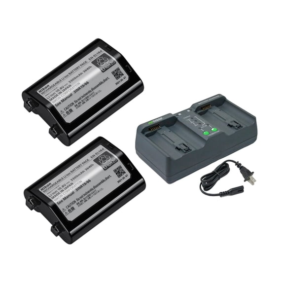 Nikon EN-EL18d Rechargeable Lithium-Ion Battery (2-Pack) Bundle with Dual Charger (3 Items)