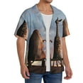 thumbnail image 4 of KLL Elephant Giraffe On A Mountain Top Sunset Print Men's Shirt Short Sleeve Button Down Summer Cuba Beach Shirts- X-Large, 4 of 7