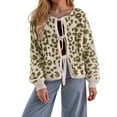thumbnail image 2 of larppty Womens Y2k Bow Tie Front Cardigan Sweaters Oversized Fall Open Front Leopard Print Cardigans Cute Loose Knit Coats (Green, XL), 2 of 5
