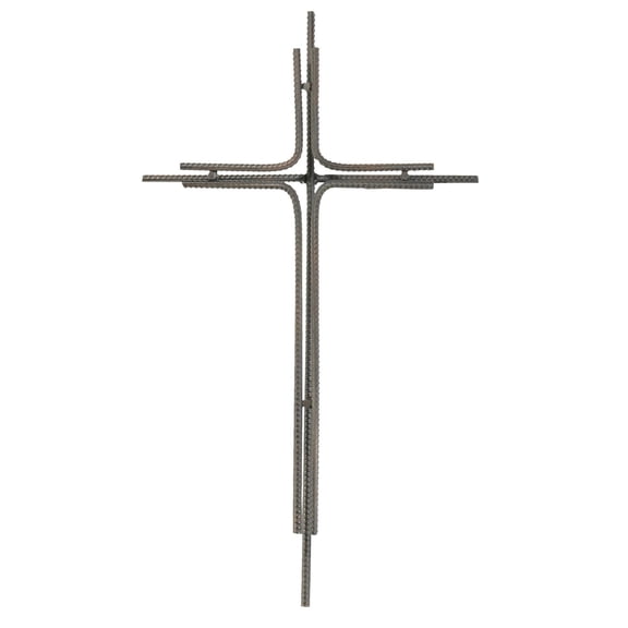 Dicksons Slim Design Distressed Finish Rough Texture Brown 18 x 10 Metal Wall Cross Decoration