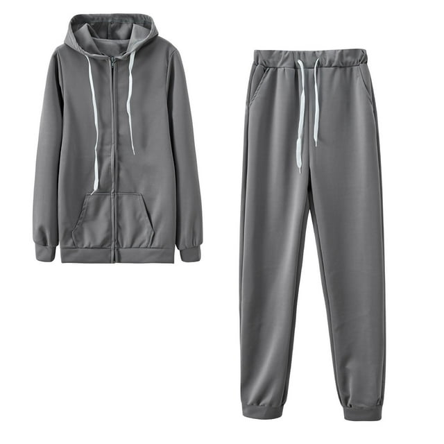 Timegard Womens 2 Piece Outfits Sweatsuits Drawstring Hooded Zip up Long Sleeve Jackets Cinch Bottom Sweatpants with Pockets Sets