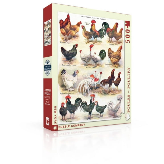 New York Puzzle Company Poules ~ Poultry 500 Piece Jigsaw Puzzle