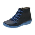 thumbnail image 1 of Funie Bottines en Faux Cuir à Lacets pour Femmes Automne Hiver Bout Rond Chaussures à Fermeture Éclair, 1 of 8
