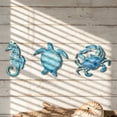 thumbnail image 4 of 3 Pcs Summer Coastal Wall Decor Bathroom Beach Blue Wall Art Sea Seahorse Starfish Seashell,Nautical Theme Home Living Room Bedroom Outdoor Decorations,Ideal Housewarming Gift(Ocean Style), 4 of 6