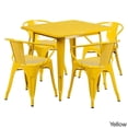 thumbnail image 4 of Offex  31.5" Home Indoor Square Metal Cafe Table Set With 4 Arm Chairs Blue N/A, 4 of 5