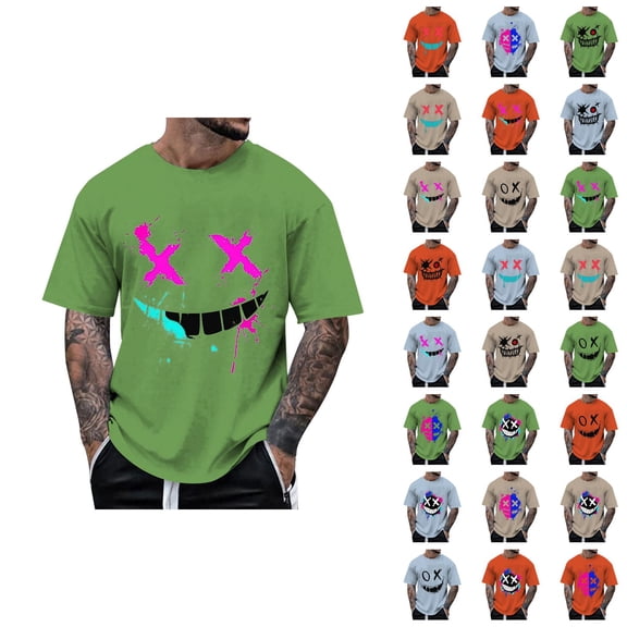 T Shirts for Men 2026 Summer Casual Short Sleeve Crewneck Ghost Face Graphic Tees Streetwear