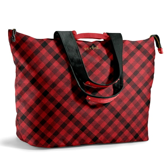 Bolsa de Playa Fit & Fresh Grande para Mujer a Cuadros Rojos