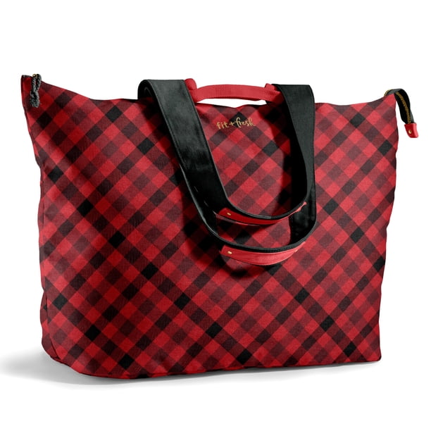 Bolsa de Playa Fit & Fresh Grande para Mujer a Cuadros Rojos