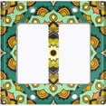 thumbnail image 6 of Metal Light Switch Plate Cover Green Orange Mandala Flower Tile Pattern MDL117, 6 of 13