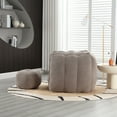 thumbnail image 2 of Newest Bean Bag Chair for Adult, Microfiber Upholstered Bean Bag Sofa with Petal Back, Shell-Shaped Beanbag Chair with Footstool, Memory Foam Stuffed Lazy Sofa for Living Room, Bedroom, 2 of 10