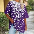thumbnail image 5 of Womens Tops Plus Size, Xunlbb Women's Oversized Round Neck Short Sleeved Solid Summer Base Shirt Sports T-shirt Tops ,Women's Tops for Workout/Running/Hawaiian Beach Vacation Purple 2, 5 of 7